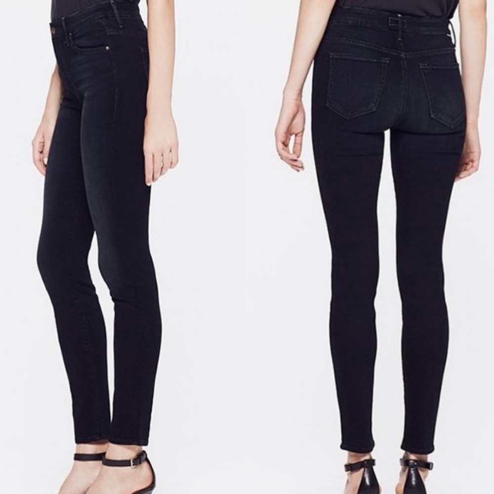 MOTHER The High Waisted Looker Jeans, 25 BLACK w/ glitter piping